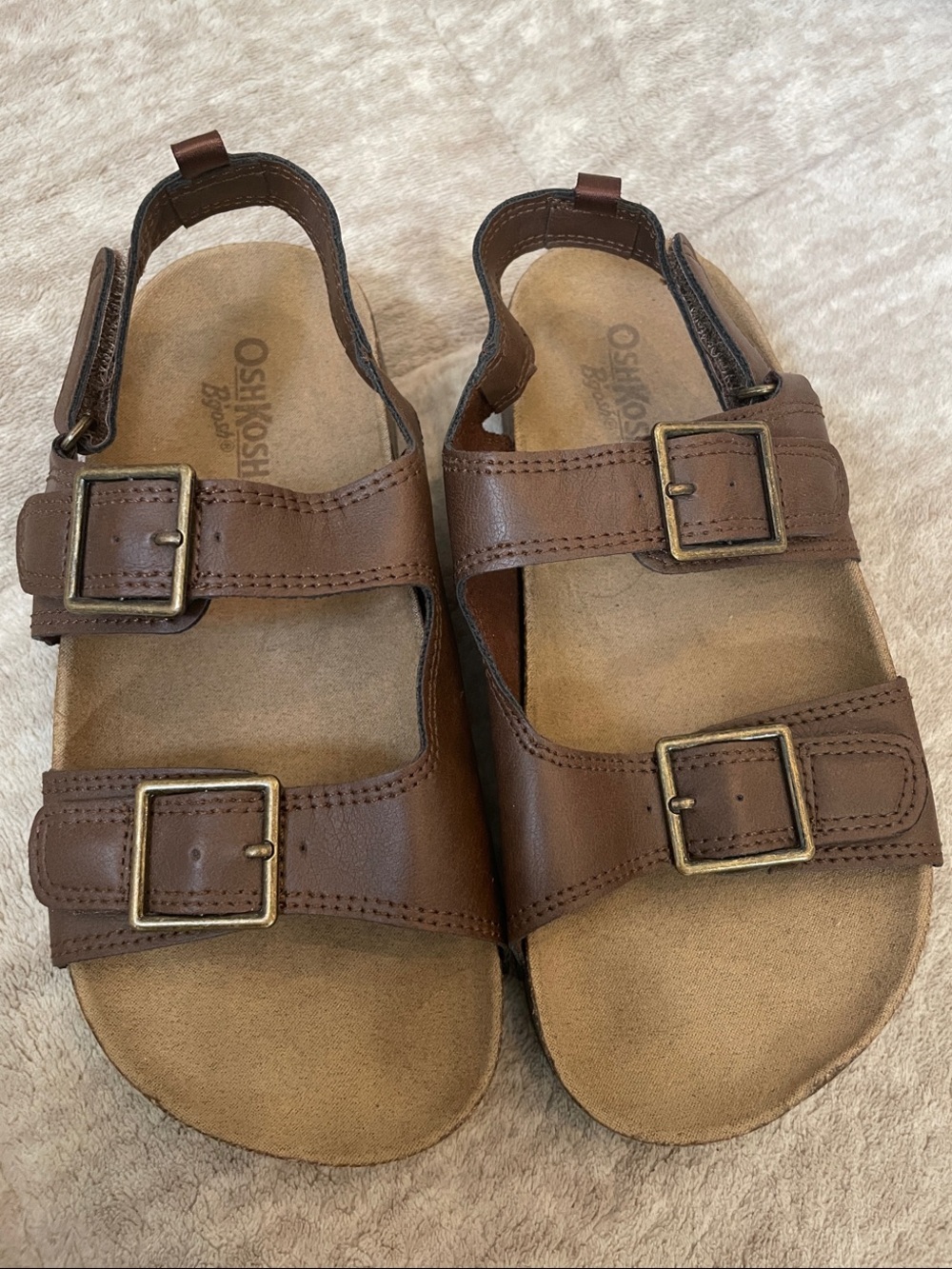 OshKosh Brown Suede-Look Kids Sandals with Buckle